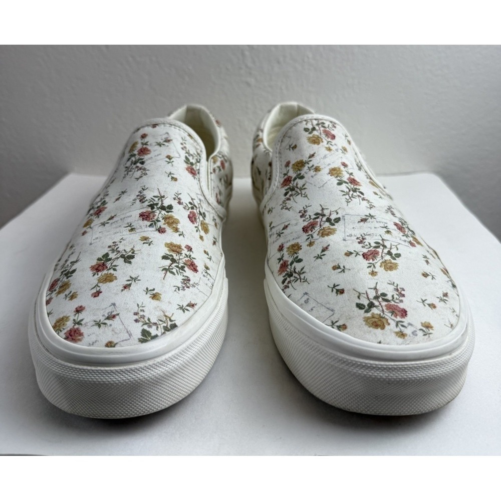 Vans Floral Marshmallow Slip On Canvas Sneaker Size 10 Skater Shoe Cottagecore - Picture 8 of 11
